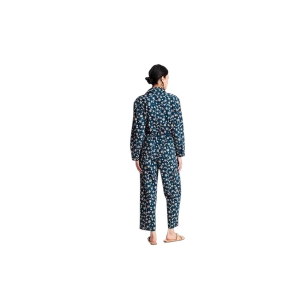 Future Collective x Jenny K. Lopez Floral Utility Jumpsuit Denim Blue Size 6 - Picture 2 of 15